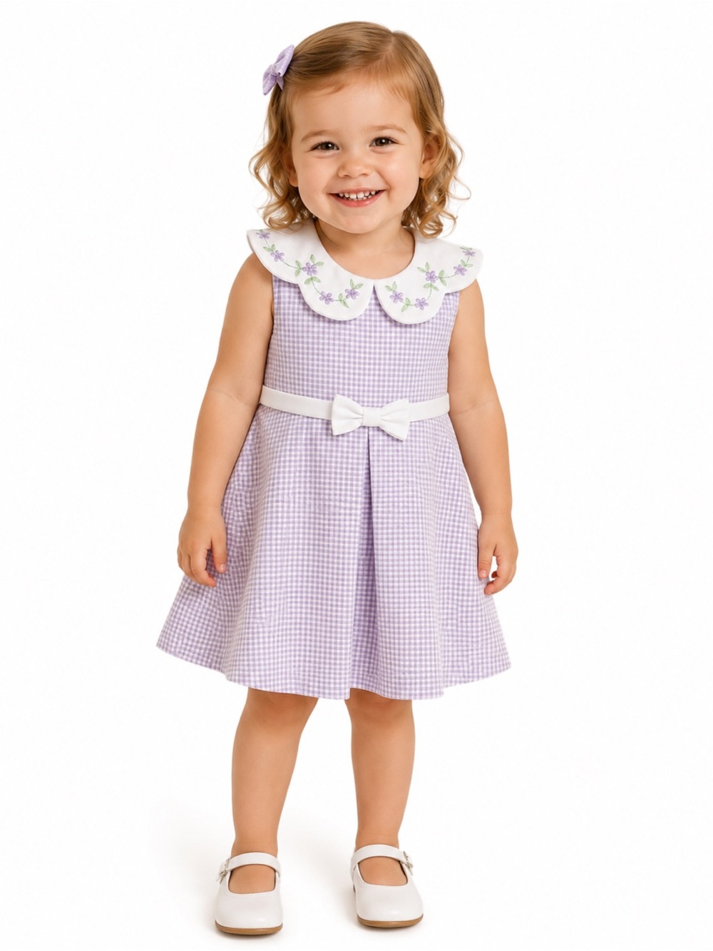 JESSICA ANN Classic Purple White Gingham Baby Girl Dress Size 6-9m KP NWOT $30